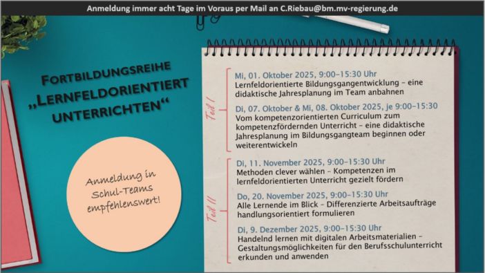 Schaubild der Fortbildungsreihe Lernfeldorientiert Unterrichten